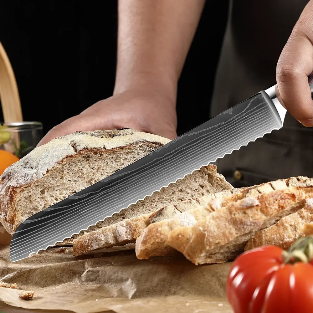 Facas Profissionais de Aço Inoxidável Cabo Castanho
