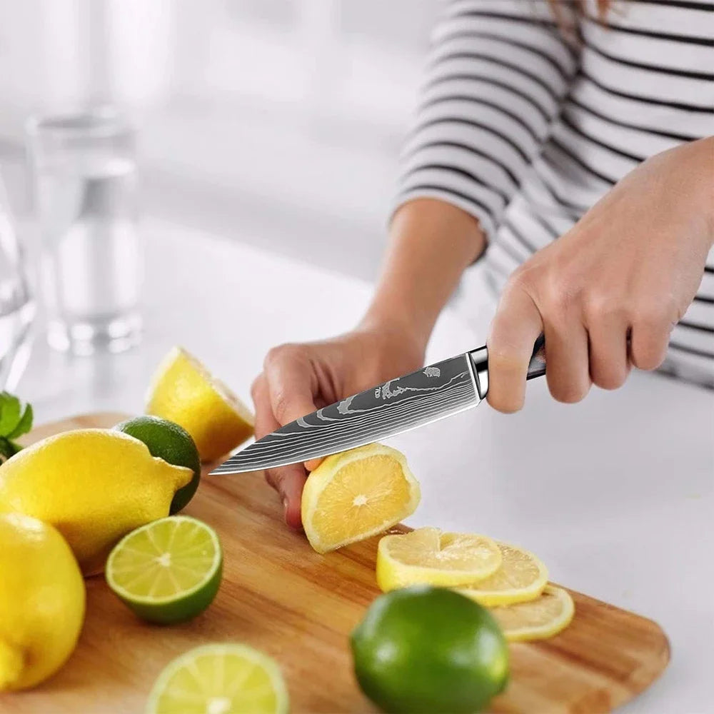 Facas Profissionais de Aço Inoxidável Cabo Castanho